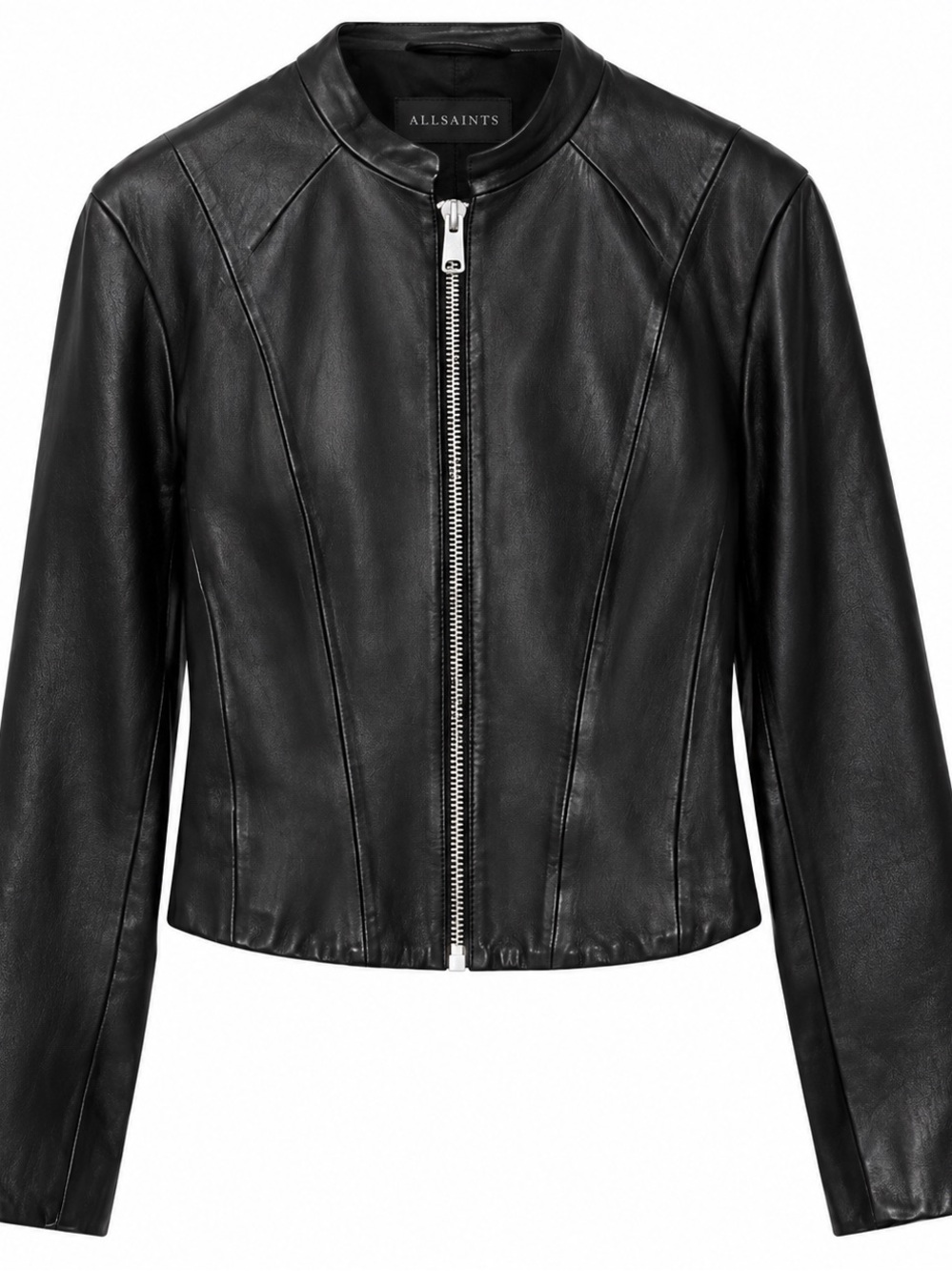 AllSaints Sadler Slim Fit Black Leather Jacket Women’s US 2 NWT